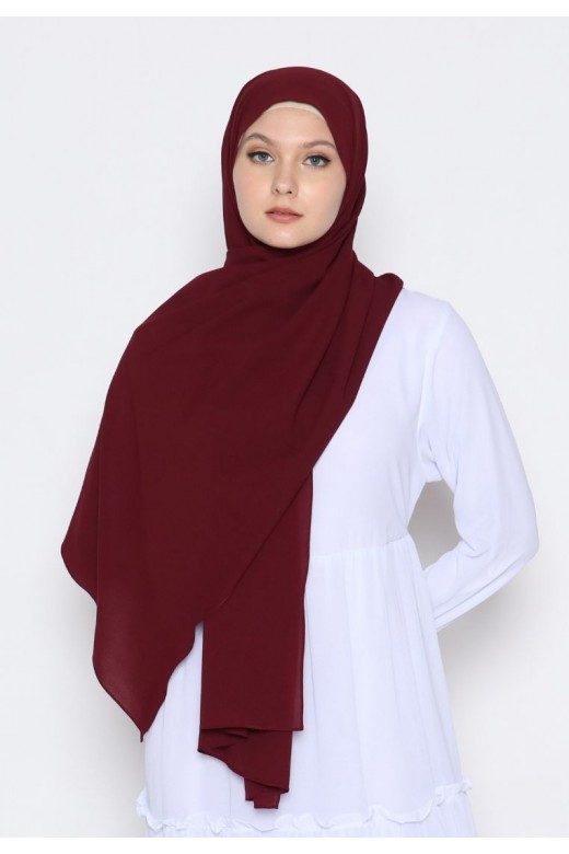 Pasmina Diamond Jahit Tepi Maroon